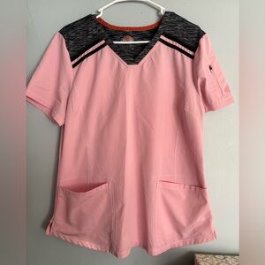 Dickies Pink and Black V-Neck Scrub Top